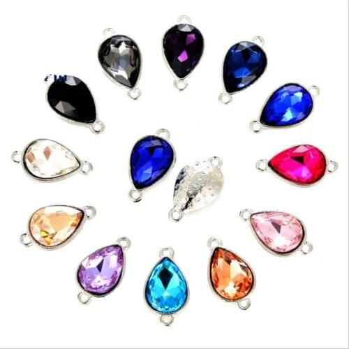 10pcs Crystal Glass Water Drop Charm Pendant for Jewelry Making Bracelet Earring Connector DIY Jewelry Findings Accessories Z780