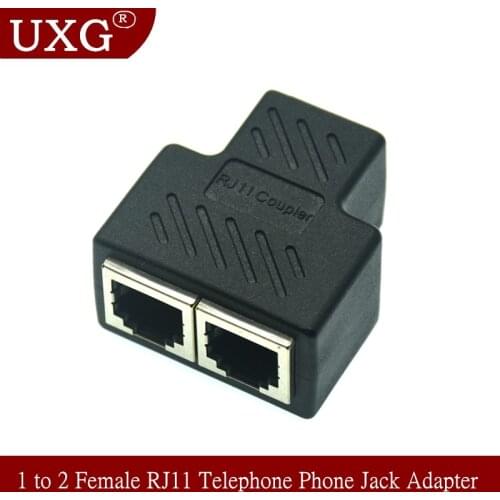 1 to 2 Female RJ11 Telephone Phone Jack Line Y Splitter Adapter Connector Beige RJ11 Connector Splitter
