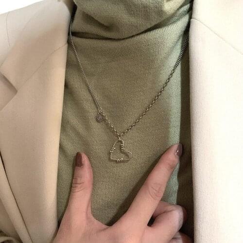 TIMEONLY Romantic Hollow Love Heart Pendant Necklaces Korean Fashion Small Link Chain Charm Necklace Wedding Jewelry for Women