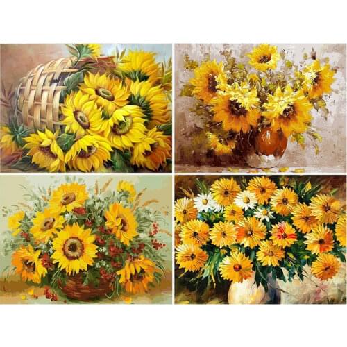 5D DIY Diamond Painting Full Drill Flower Sunflower Diamond Mosaic Stitch Interior Paintings Art Picture Handicraft Home Decor
