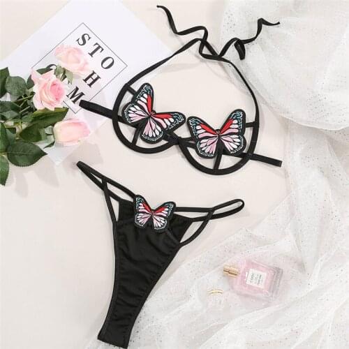 Sexy Lingerie Bra Bow G-string Thong Underwear Sleepwear New Fashion Hot Exotic Bralette Bralet G-string Thong Bra Brief Sets
