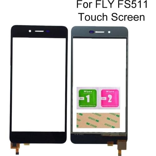 Phone Touchscreen Sensor For Fly Cirrus 7 FS511 FS 511 Touch Screen Digitizer Lens Front Glass Panel +3M sticker