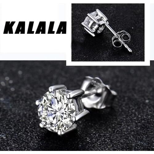 18K White Gold Stud classic 6 claws DF Color Moissanite Earrings 5mm Wedding Anniversary earring for woman