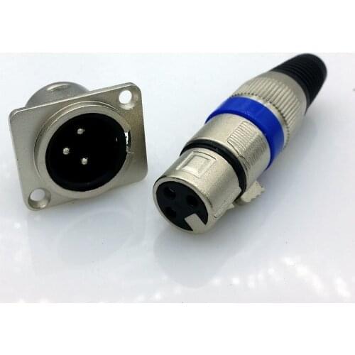Blue 3Pin XLR FeMale connector Microphone connector Adapter with socket 3pins XLR connector for microphone