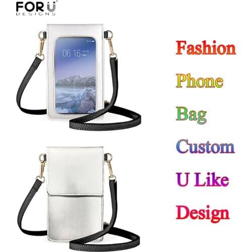 FORUDESIGNS Custom Image or Logo Print Mini Crossbody Bag for Women Pu Leather Phone Bag Transparent Coin Purse Bolsa Feminina
