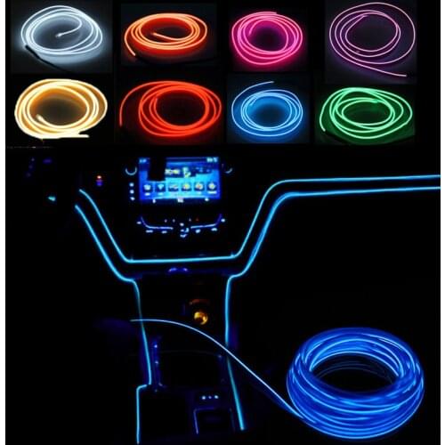 Car cold light line LED car atmosphere lamp flexible interior decoration moulding trim strips light for 1M 2M 3M 4M 5M DC12V