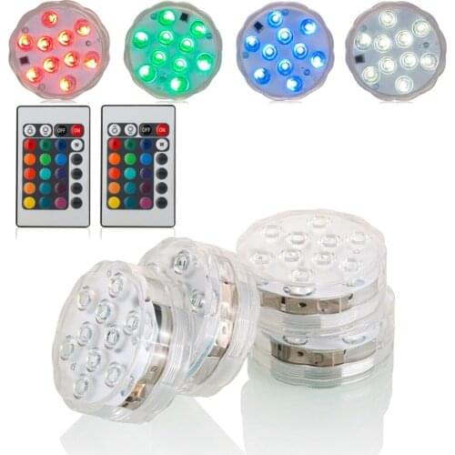 10 LED Submersible Candle Waterproof Remote Control Multicolor Floral Vase Base Light Wedding Birthday Party Decoration