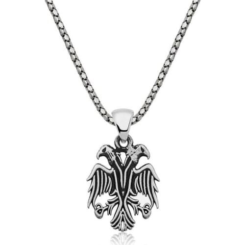 Tevuli 925 Sterling Silver Double-Headed Eagle Men 'S Necklace