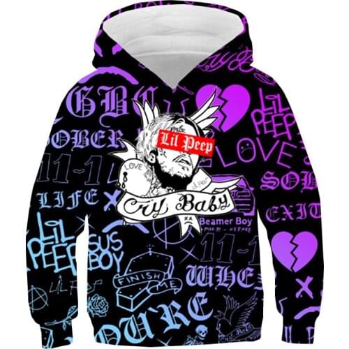 Funny 3D Lil Peep Hoodie Childrens Sweatshirt Fashion Harajuku Hoodies Adults Pullover Women Streetwear Clothes Boys Teenagers