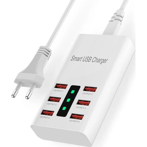 5V 2A 6 Ports USB Phone Charger HUB Splitter Adapter Universal Mobile Phone Desktop Wall USB Charging Station Dock
