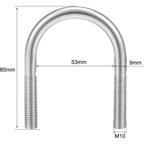 Uxcell M10 304 Stainless Steel U-Bolt Fastener for 51mm Pipe Diameter 2pcs