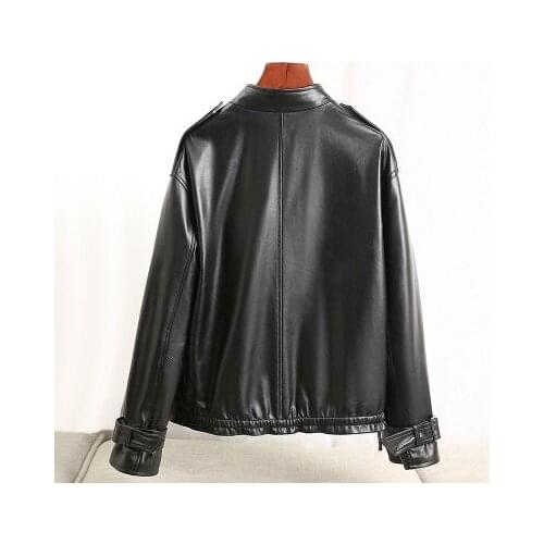 Spring Women Genuine Real Sheep Leather Jacket R20
