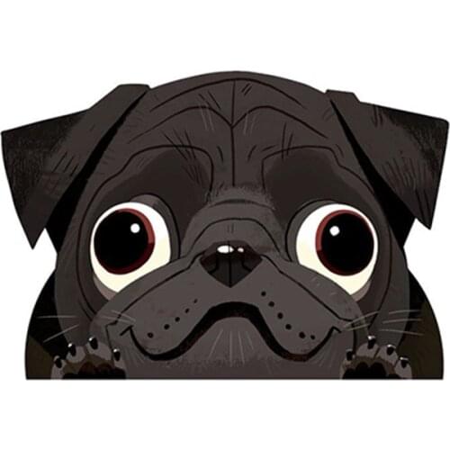 JuYouHui Exterior Accessories Decal Black Pug Vinyl Decals Cartoon Animal Car Sticker Window Bumper Decor Waterproof PVC 13cm