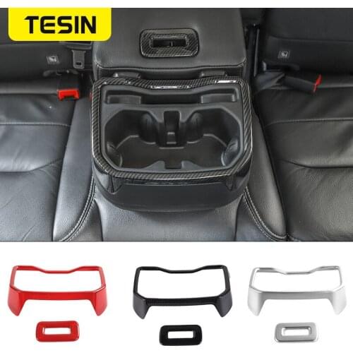 TESIN Interior Moulding for Jeep Wrangler JL 2018 Car Rear Armrest Box Cup Holder Decoration Cover for Jeep Wrangler Accessories