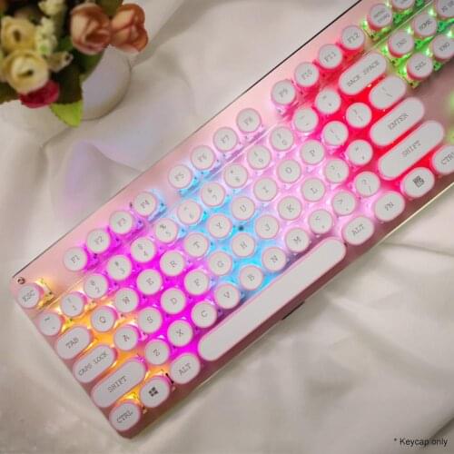 104Pcs English Language ABS Clear Round Backlight For Cherry Mechanical Keyboard 104 Keys Keycaps Replacement Key Cap Switches