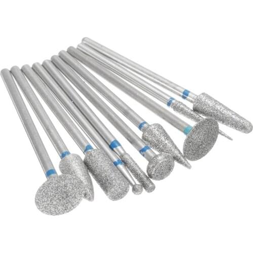 10pcs/box 2.35mm Dental Sintered Diamond Point Polisher Shank Rotary Bur Drill Grinder Abrasive Bits Set Dental Lab Equipment