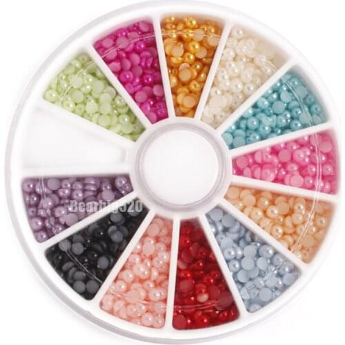 12 Color Beads Studs For Nails Metal Caviar Design Wheel Charms 3D Decorations Rhinestones Nail Art Glitter Supplies