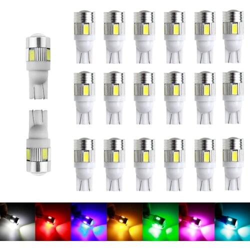 20Pcs T10 W5W 5630 6SMD 12V Led Bulbs For Car License plate light Interior Lights Reading Light Trunk Light Bulb