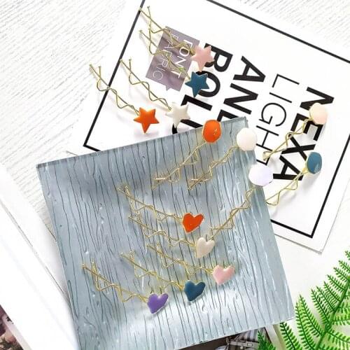 2019 Korea Ins Candy color Hairpins Drop Oil Star Hair Clips Metal Wave Hair Accessories for Women Girls Hairgrip Barrettes