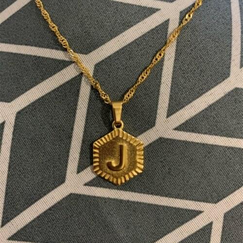26pcs/Set A-Z Alphabet Pendant Necklace Gold Letter Initial Necklace Hexagon Choker Best Friends Gift Vintage Jewelry Collares