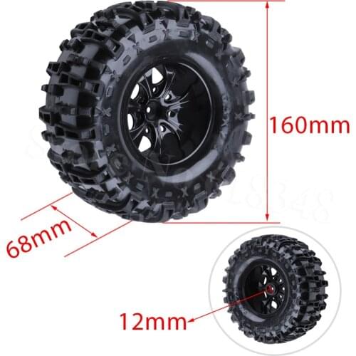 4Pcs 160mm RC Tires Wheel Rims Foam Inserts For 1:10 Monster Truck Tyres HSP HPI Traxxas Himoto Redcat Kyosho Tamiya Racing Losi