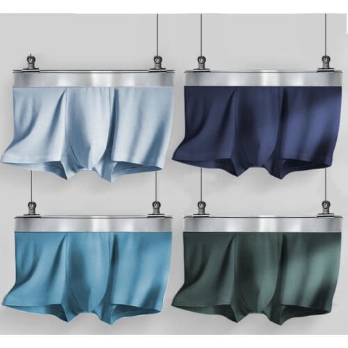 4pcs/Lot MenS Underwear Man Boxer Summer Ice silk Breathable Sexy Youth Boxer Ventilate Shorts Four shorts super thin L-3XL
