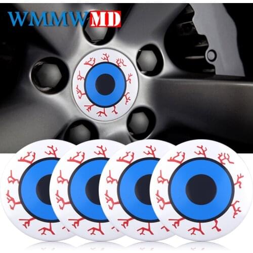 4PCS Car Styling Cool Eye Ball Car Steering tire Wheel Center sticker Hub Cap Emblem Badge For Honda Audi BMW Nissan Ford Lada