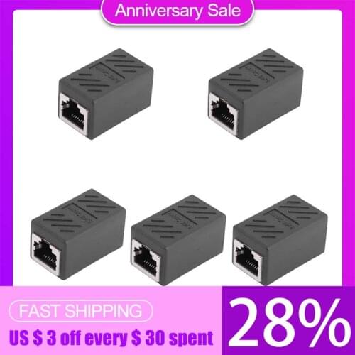 5 Pack Rj45 Inline Coupler Female To Female Cat7 Cat6 Cat5e Ethernet Lan Network Cable Adapters Converter Connectors