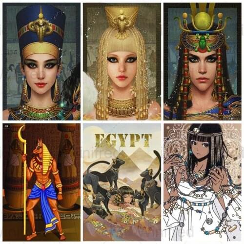5D Diamond Painting African Girl Portrait Cleopatra Diamond Mosaic DIY Sticker Embroidery Home Decoration Egypt Abstract Pattern