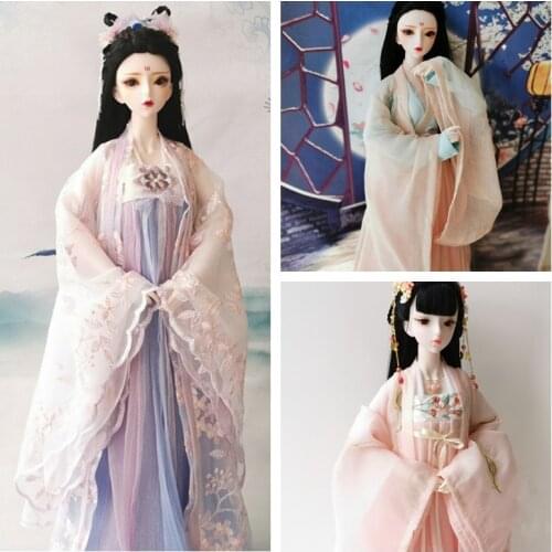 1/3 Scale BJD Clothes Accessories Ancient Costume Chinese Hanfu Retro Style Fairy Dress For BJD/SD SD13 Girl 60cm Doll A0811