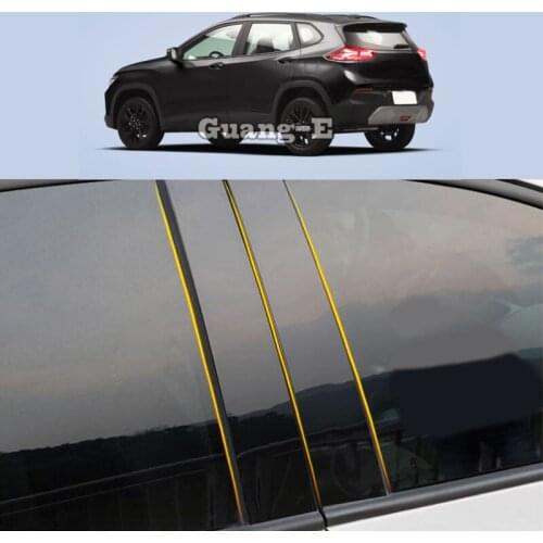 Car PC Material Pillar Post Cover Door Trim Window Piano Black Molding Sticker Plate 8pcs For Chevrolet TRAX 2019-2021