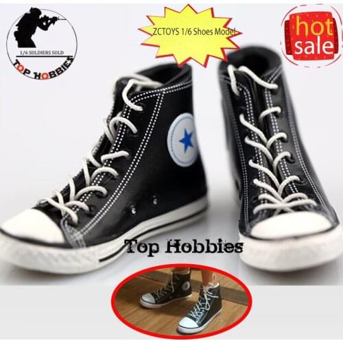 Black ZYTOYS 1/6 Scale Action Figure Accessory Female/Male Canvas Slippers Hollow Doll Sports Shoes Sneakers Fit 12 Inch Ph Body