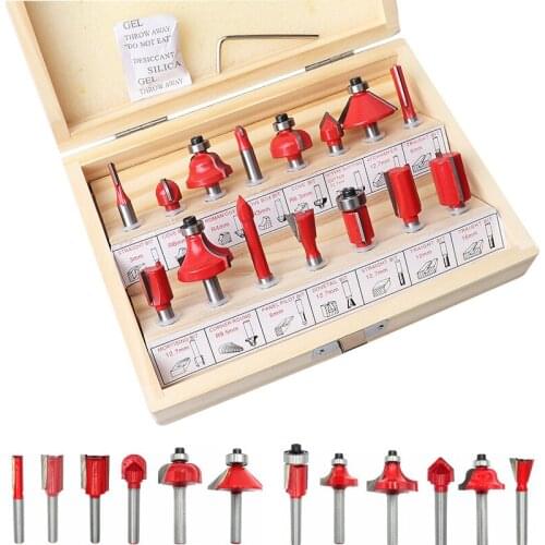 Onnfang 15/12pcs Woodworking Milling Cutters 1/4"6.35mm Router Bit Set Trimming Straight for Wood Bits Tungsten Carbide Cutting