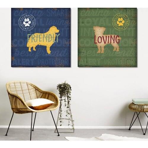 Home Decor Vintage Posters and Prints Wall Art Wall Pictures for Living Room Clever Dog Canvas Painting Animal Drop Shipping