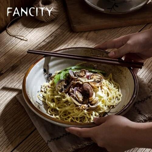 FANCITY Creative ceramic hotel supplies restaurant tableware dinner plate round dish dish plate large household deep dish soup