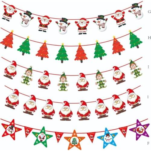 3m Garland Christmas Banners Santa Claus Banner Snowman Elk Flag Xmas Trees Banners Decor 2022 Merry Christmas Decor For Home