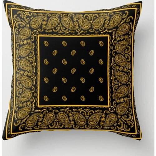 Classic Black and Gold Bandana Cushion Cover Decorative Pillow Cover Case Seat Car Home Decor Throw Pillowcase Decoration