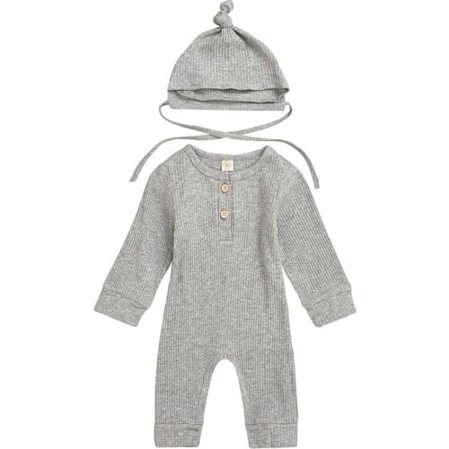 Toddler Baby Boys Romper Newborn Caps 2pcs Baby Girls Cotton Rompers One-pieces Jumpsuits Outfits