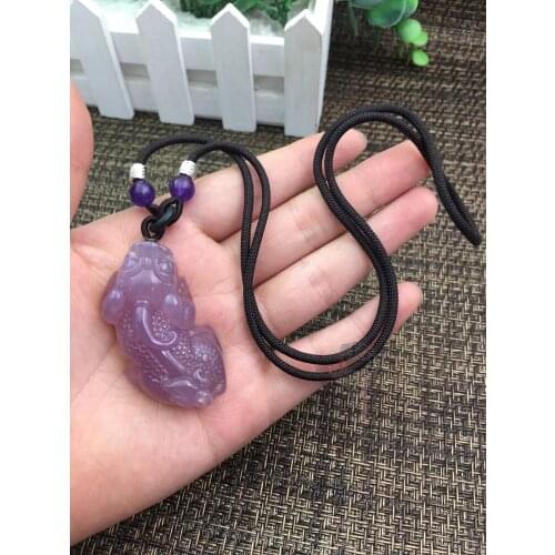 Unique Natural Purple Agate Chalcedony Chinese Dragon Pixiu Pendant Necklace Wholesale brave troops Pendant