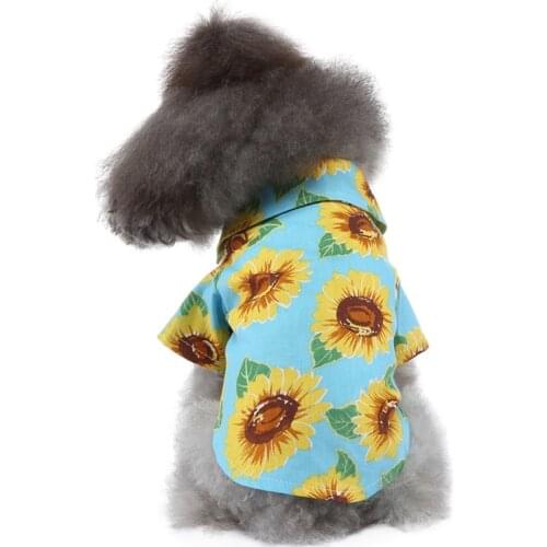 Summer Beach Shirt Dog Hawaii Beach Casual Pet Travel Shirt Floral Short Sleeve Dog Cat Blouse Dog Vest Clothes