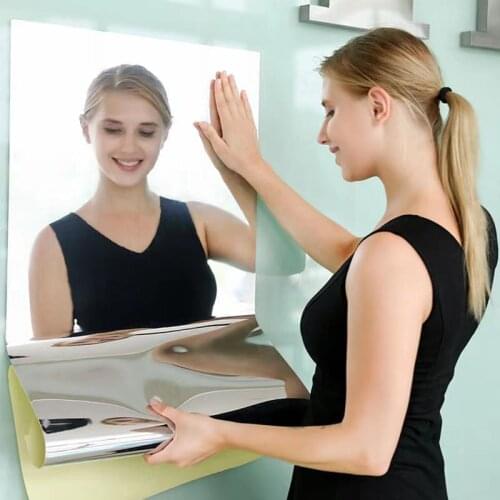Soft Mirror Sticker Self-Adhesive Mirror Sheets 3Sizes Flexible Mirror Wall Non Glass for Home Decor Bathroom Morrior