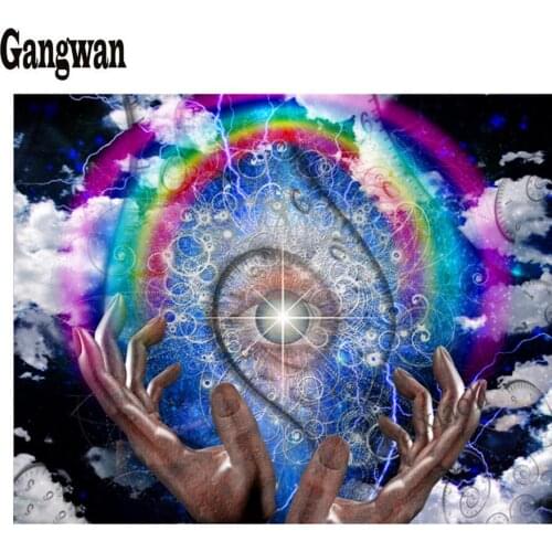 Rainbow hand eye Full Round Drill Diamond Painting fantasy abstract art Scenic Picture Diamond Embroidery Sale Home Decoration