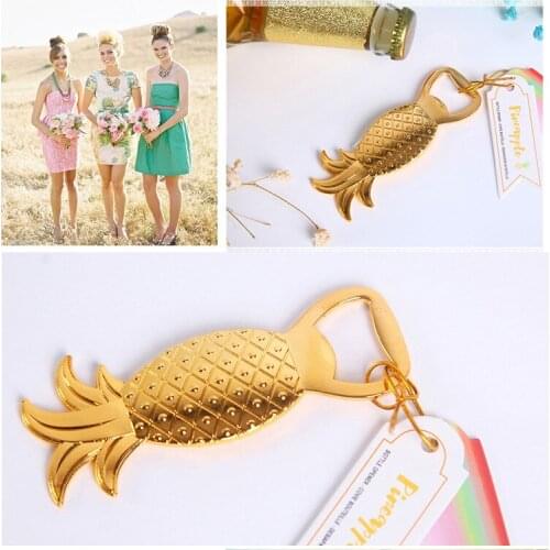 New Golden Themed Wedding Favors Gold Pineapple Bottle Opener Bridal Shower Favor and Gift For Guest Free Shipping