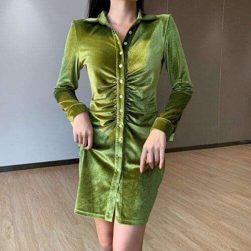 Autumn Stack Design Flannel Pleated Bodycon Dresses For Women Enegant Party Street Casual Long Sleeve Mini Dress Female