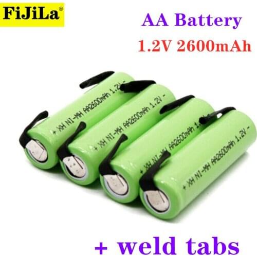 2021 lot AA Rechargeable Battery 1.2V 2600mAh NiMH 14430 Battery with Solder Pins for DIY Electric Razor Toothbrush Toys