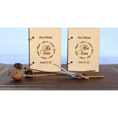 Personalize names Wedding His Her Rustic Wood Vow Book Set His and Her Vows Notebook Set Bridal Shower Gift