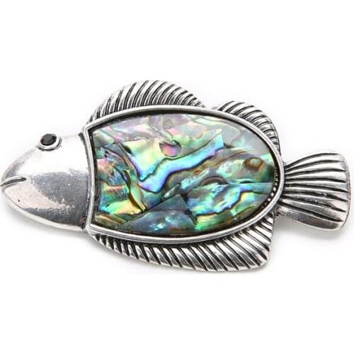 33x59mm Fish Shape Natural See Paua Abalone Shell Charm Pendant for European Necklace DIY Jewelry Making Finding Supplier