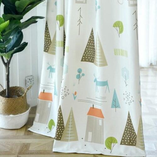 Simple Modern Nordic Plant Cotton and Linen Individual Curtains for Living Room for Bedroom Study Finished Curtains Tulle Custom