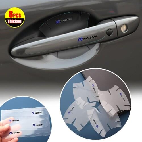 8Pcs Car Handle Sticker Transparent RDESIGN Badge Door Bowl Protective Film for Volvo XC90 XC60 V40 V60 XC80 S60L S80 T6 AWD V50