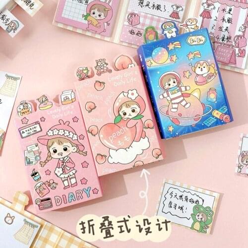 Notes South Korea Ins Cute Cartoon Girl Stickers for Students with Message Index 240 Sheets